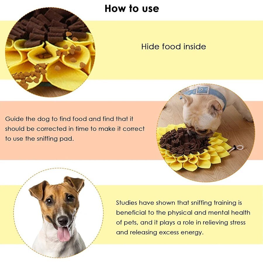 Sunflower snuffle mat for dogs - Interactive slow feeder for mental stimulation in AU & Canada.