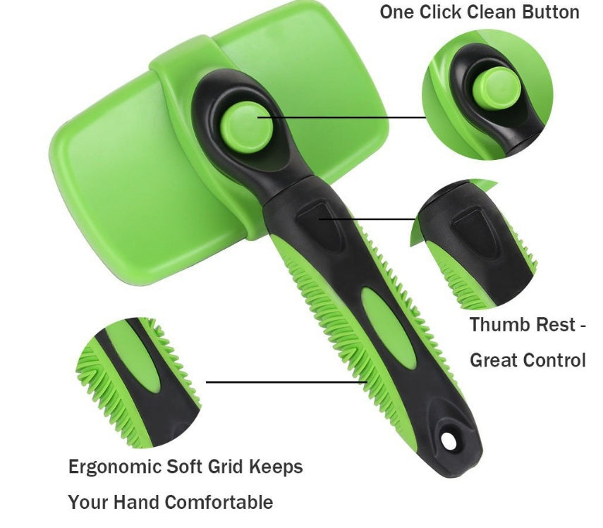 Self-cleaning slicker brush for dogs and cats - Easy hair removal and grooming tool for Canada & AU.