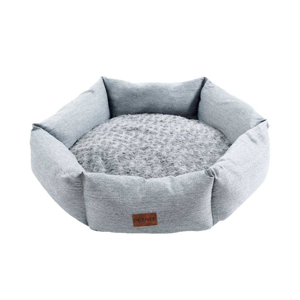 Cozy Rose Velvet Hexagonal Dog Bed - Soft calming pet furniture for Australian & NZ pet owners.