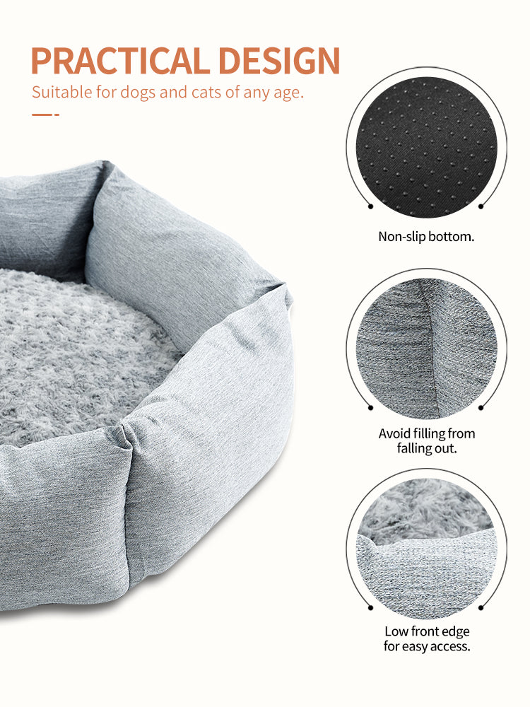 Cozy Rose Velvet Hexagonal Dog Bed - Soft calming pet furniture for Australian & NZ pet owners.