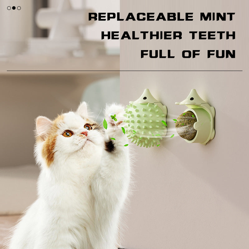 Self-grooming cat corner scratcher - Wall-mounted massage brush for indoor cats in AU & Canada.