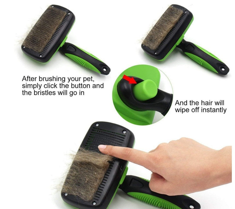 Self-cleaning slicker brush for dogs and cats - Easy hair removal and grooming tool for Canada & AU.
