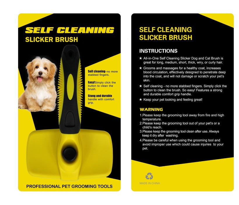 Self-cleaning slicker brush for dogs and cats - Easy hair removal and grooming tool for Canada & AU.