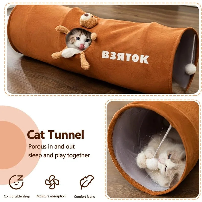 Cat play tunnel - Foldable indoor cat tube for exercise and hiding in NZ & AU homes.