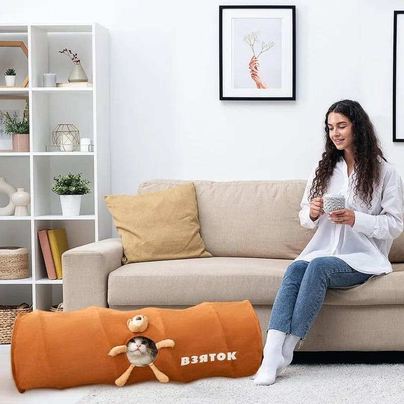 Cat play tunnel - Foldable indoor cat tube for exercise and hiding in NZ & AU homes.