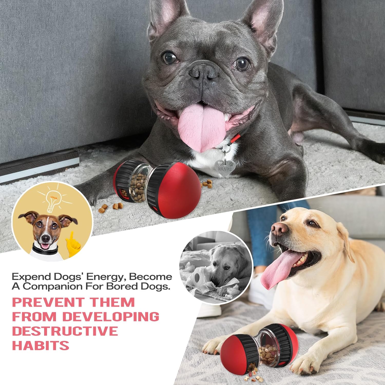 Interactive slow feeder dog toy - Fun mental stimulation and anti-gulping tool for Canada & AU.