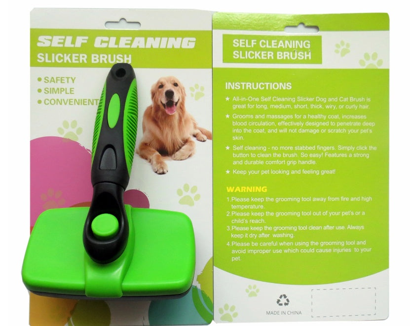 Self-cleaning slicker brush for dogs and cats - Easy hair removal and grooming tool for Canada & AU.
