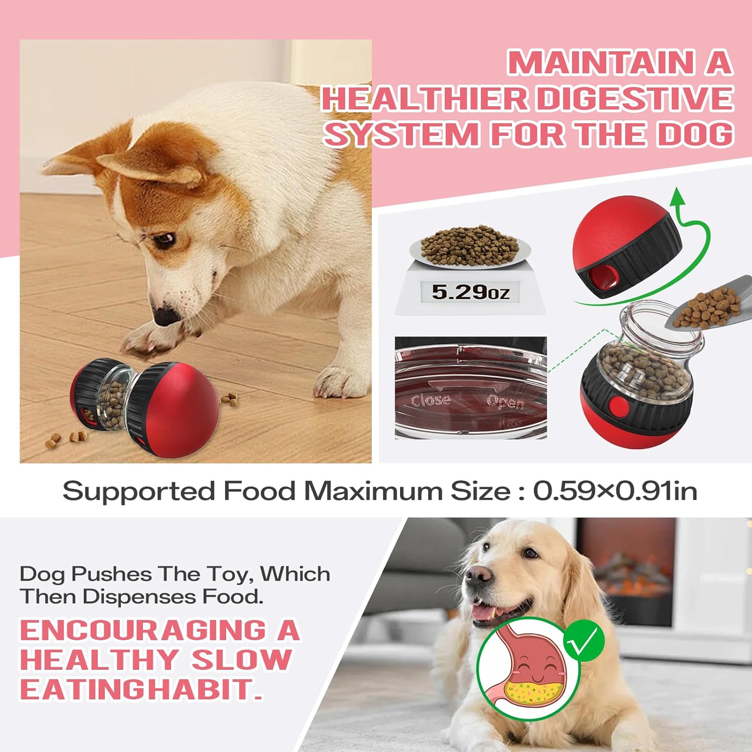 Interactive slow feeder dog toy - Fun mental stimulation and anti-gulping tool for Canada & AU.
