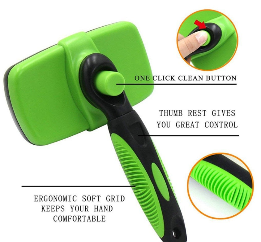 Self-cleaning slicker brush for dogs and cats - Easy hair removal and grooming tool for Canada & AU.