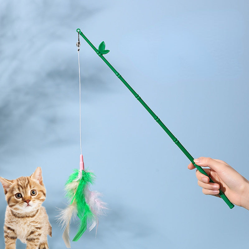 Interactive cat feather wand toy - Durable bird-mimic teaser for indoor play in Australia & NZ.