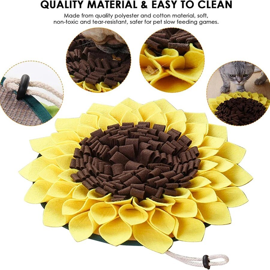 Sunflower snuffle mat for dogs - Interactive slow feeder for mental stimulation in AU & Canada.