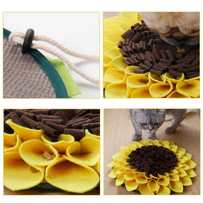Sunflower snuffle mat for dogs - Interactive slow feeder for mental stimulation in AU & Canada.