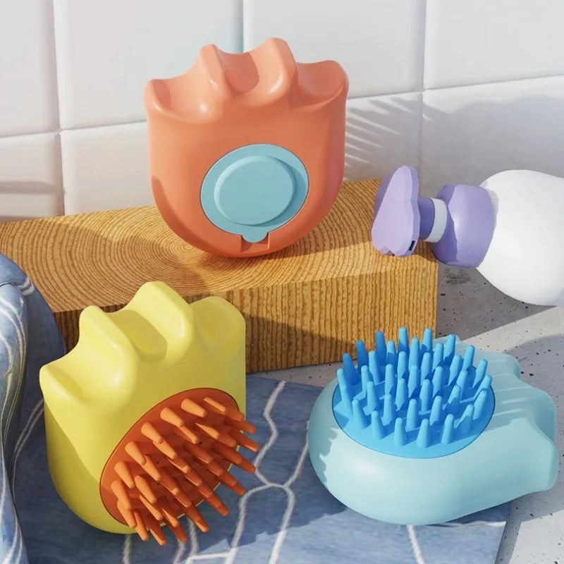 Soft silicone pet bath brush - Shampoo dispenser and massage tool for dogs and cats in Australia.