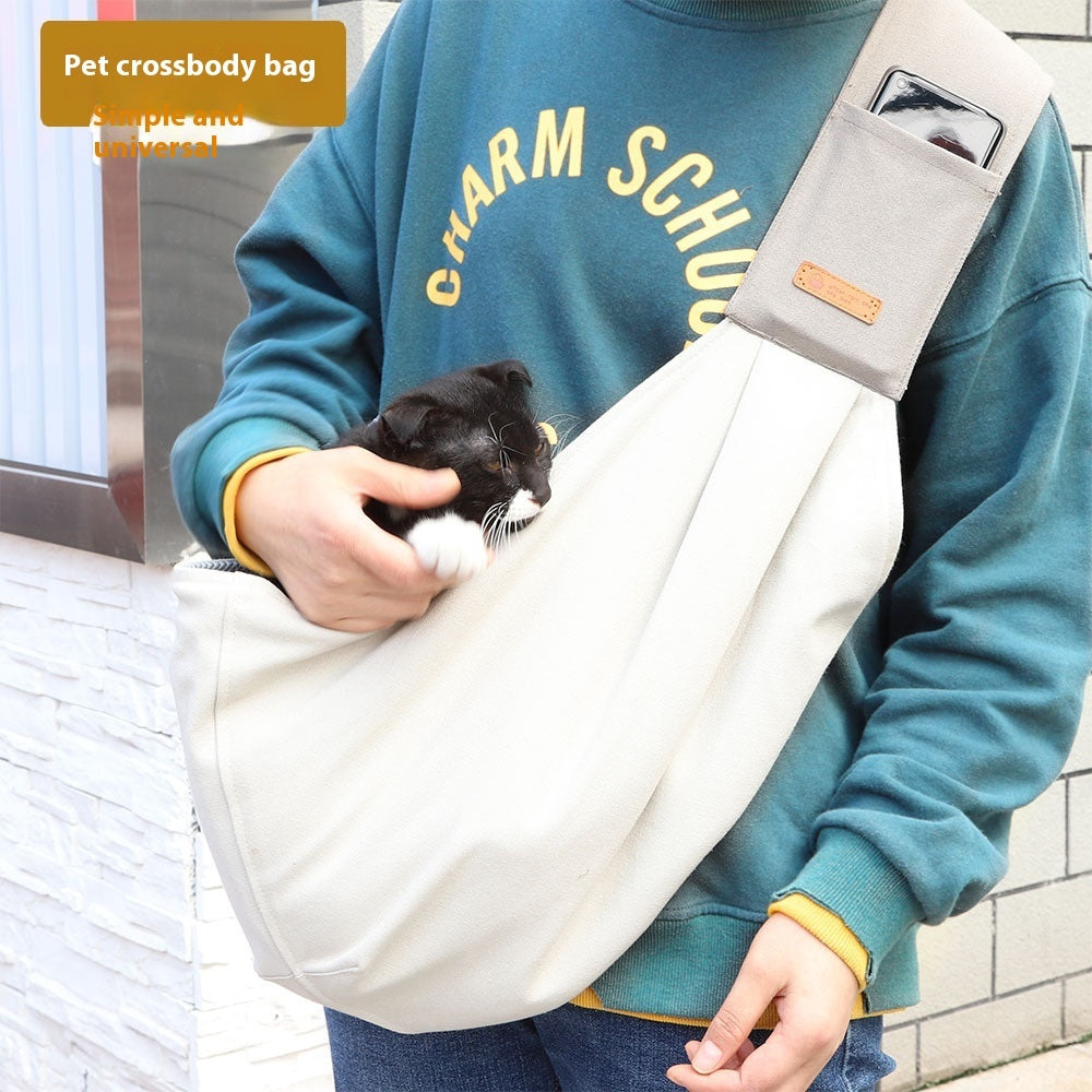 Canvas pet shoulder bag for small dogs and cats, breathable and comfortable carrier